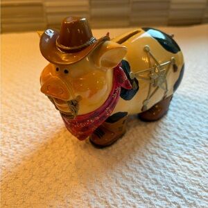 PigTales By Giftcraft Cowboy Sheriff Country Piggy Bank Resin